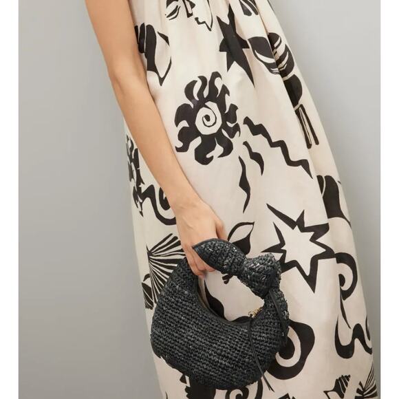 Poolside Hobo Handbag The Josie Knot Bag in Black Woven Straw Raffia - Picture 8 of 8